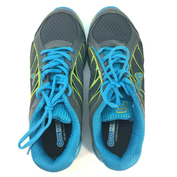 FILA Hyper Split Coolmax Lightweight Womens Running Shoe Grey Lime Blue 9.5 - Picture 7 of 8